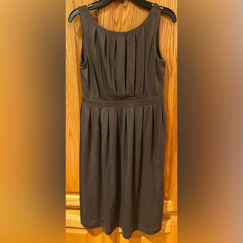 Banana Republic Kaily Silk/Cotton Pleated Sleeveless Dress in Taupe Sz XS Petite